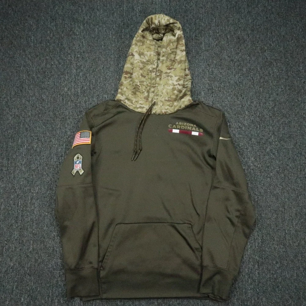 Arizona Cardinals Hoodie Mens Small Green Nike Salute To Service Camo Pullover